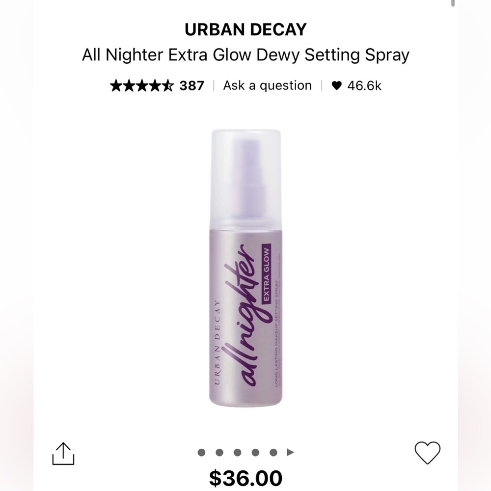 Urban Decay setting spray - extra glow